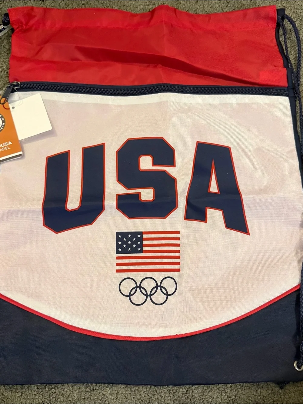 NWT Team USA Olympic Drawstring Gym Bag - Red, White & Blue, Nylon